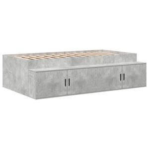 vidaXL Bed Frame with Drawer Concrete Grey 70 x 190 cm Engineered Wood