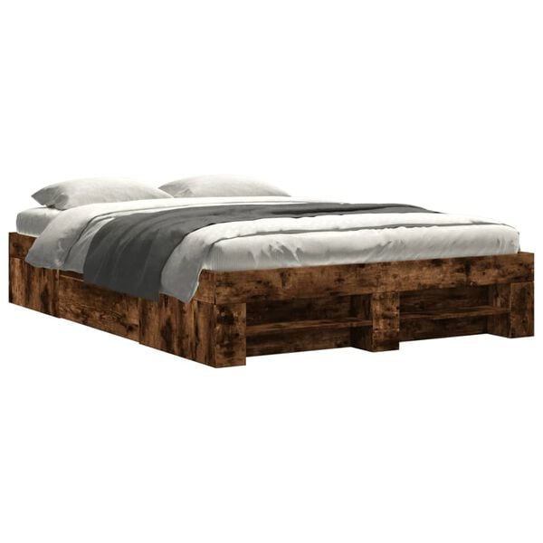 vidaXL Bed Frame without Mattress Smoked Oak 120x190 cm Small Double Engineered Wood