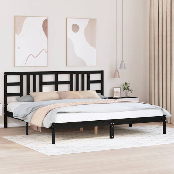 vidaXL Bed Frame without Mattress Black 200x200 cm Solid Wood