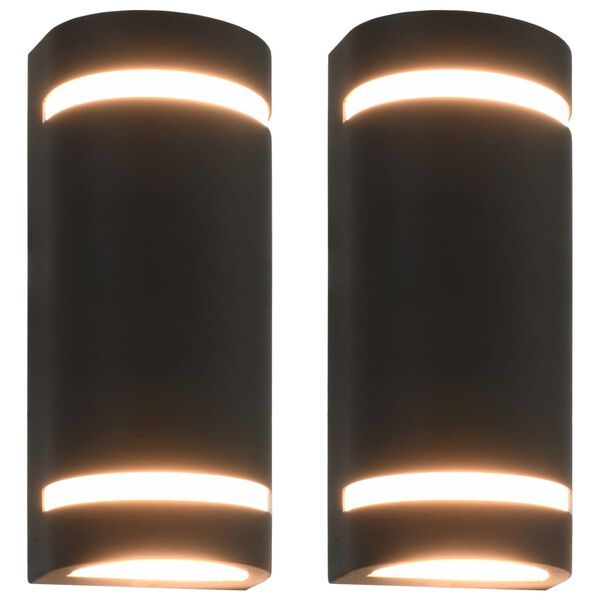 vidaXL Outdoor Wall Lights 2 pcs 35 W Black Half-round
