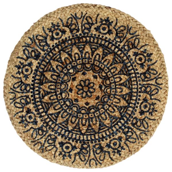 vidaXL Placemats 4 pcs Dark Blue 38 cm Round Jute