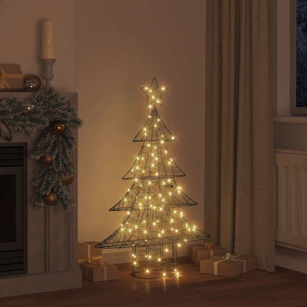 vidaXL Christmas Tree with 120 LEDs Warm white 120 cm Rattan