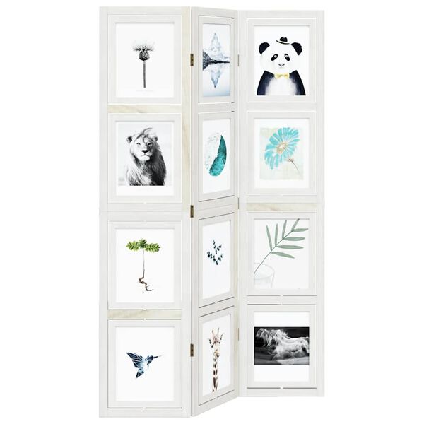 vidaXL Room Divider 3 Panels White Solid Wood Paulownia