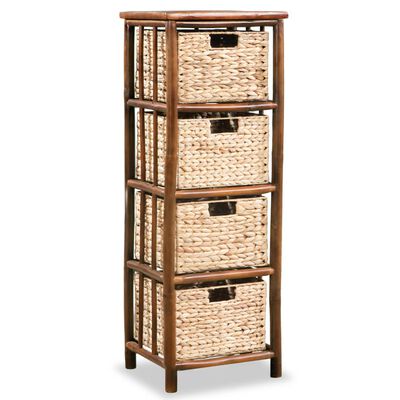 vidaXL Tall Chest of Drawers Bamboo and Water Hyacinth 36x33x102 cm