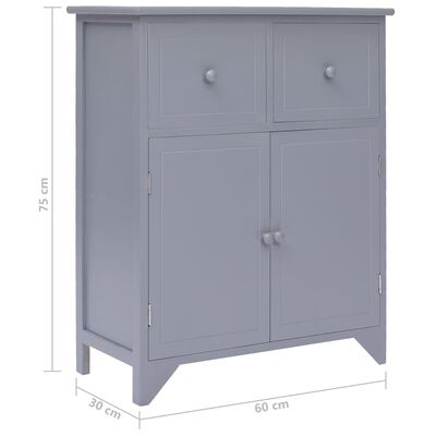 vidaXL Side Cabinet Grey 60x30x75 cm Paulownia Wood