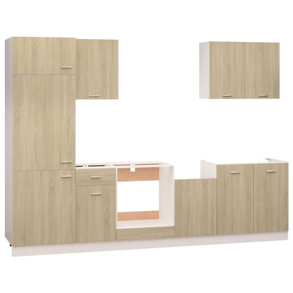 vidaXL 7 Piece Kitchen Cabinet Set Sonoma Oak Engineered Wood