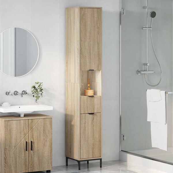 vidaXL Bathroom Cabinet with Drawer Sonoma Oak 31.5 x 33 x 190 cm
