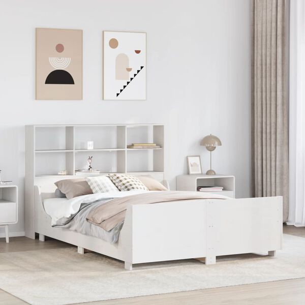 vidaXL Bookcase Bed without Mattress White 140x190 cm Solid Wood