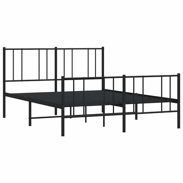 vidaXL Metal Bed Frame without Mattress with Footboard Black 120x200cm