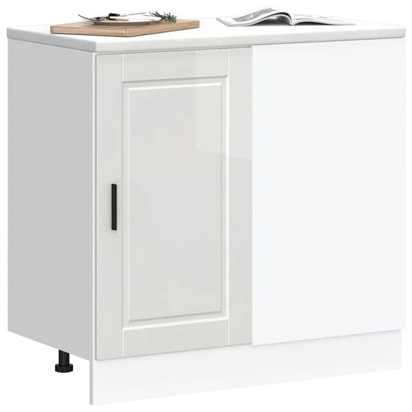 vidaXL Kitchen Base Cabinet "Porto" High Gloss White Engineered Wood