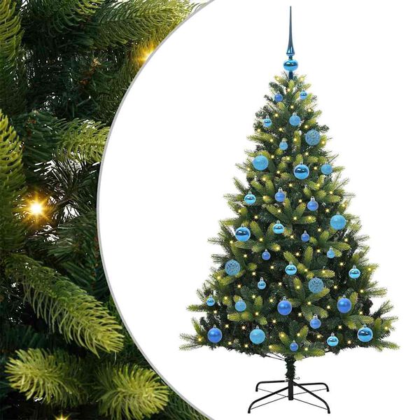 vidaXL Artificial Hinged Christmas Tree 150 LEDs Green 150 cm