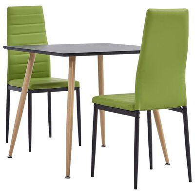 vidaXL 3 Piece Dining Set Faux Leather Lime Green