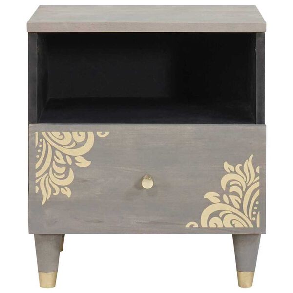vidaXL Bedside Cabinet 2 pcs Grey 40 x 33 x 46 cm Solid Mango Wood