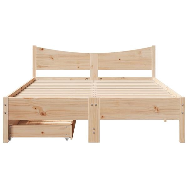 vidaXL Bed Frame with Drawers 140x190 cm Solid Wood Pine
