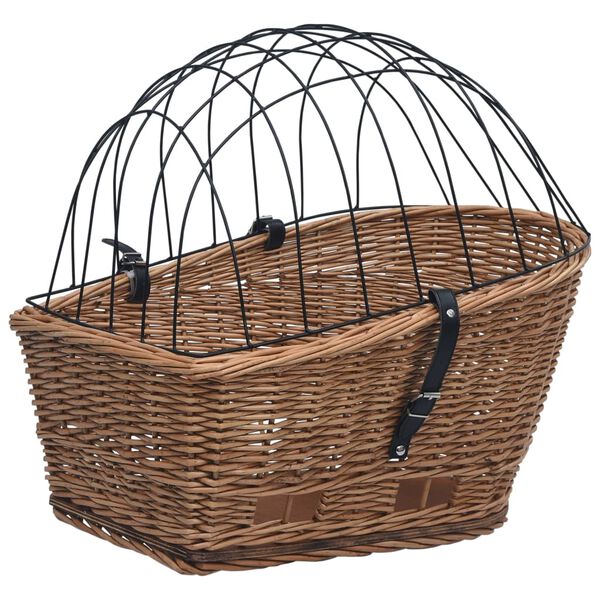 vidaXL Bike Rear Basket with Cover 55x31x36 cm Natural Willow