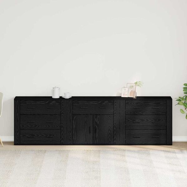 vidaXL Sideboard Black Oak 240 x 33 x 70 cm Engineered Wood