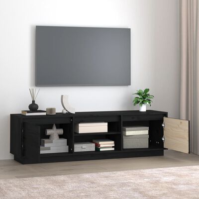 vidaXL TV Cabinet Black 140x35x40 cm Solid Wood Pine