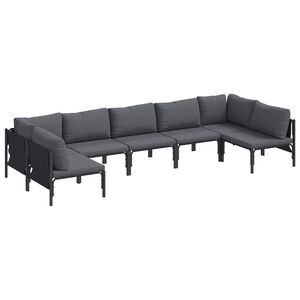 vidaXL Garden Sofa Set 7 pcs Black Steel