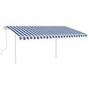 vidaXL Manual Retractable Awning with Posts 4x3.5 m Blue and White