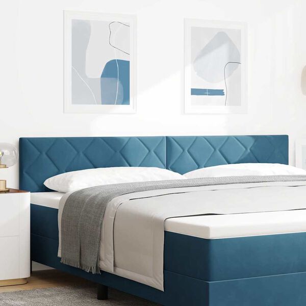 vidaXL Headboard Height Adjustable Dark blue 200 cm Velvet