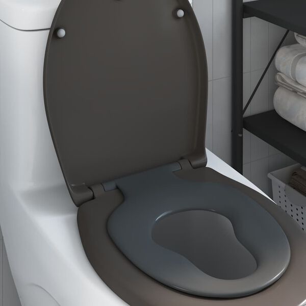 vidaXL Toilet Seat Anthracite 47 x 37 x 4 cm Duroplast