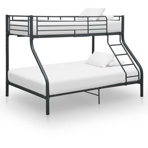 vidaXL Bunk Bed Frame without Mattress Black Metal 140x200 cm/90x200 cm