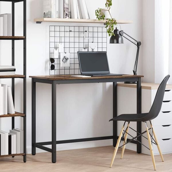 vidaXL Table Smoked Oak 80 x 50 x 76.5 cm Engineered Wood and Steel