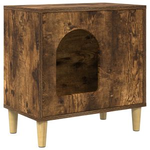 vidaXL Cat House Smoked Oak 51 x 30 x 52 cm Engineered Wood