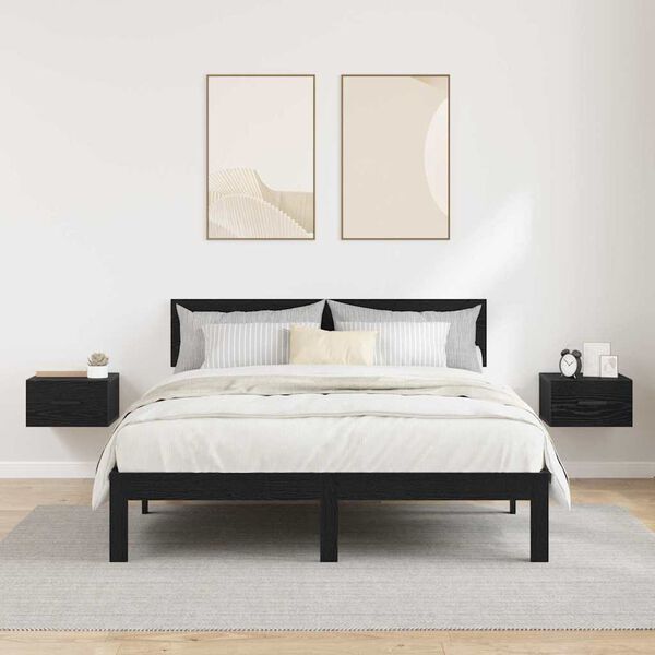 vidaXL Bedside Cabinet 2 pcs Black Oak 35 x 35 x 20 cm Engineered Wood