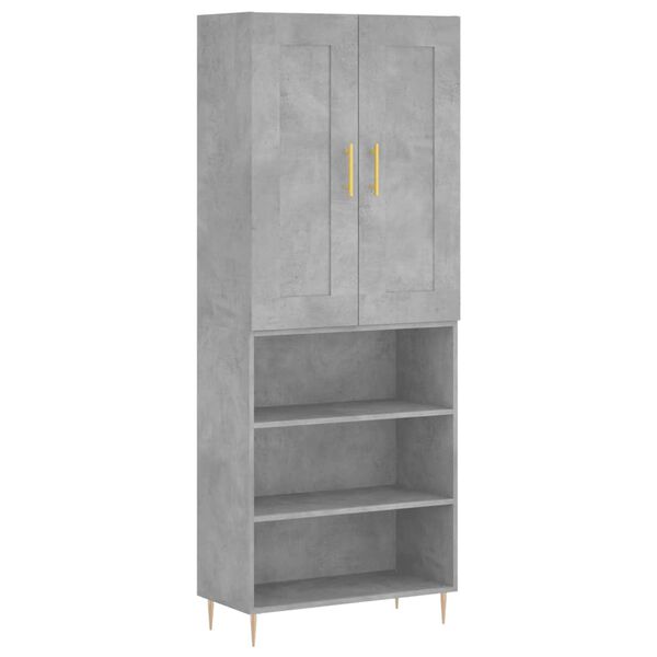 vidaXL Highboard Concrete Grey 69.5x34x180 cm Engineered Wood