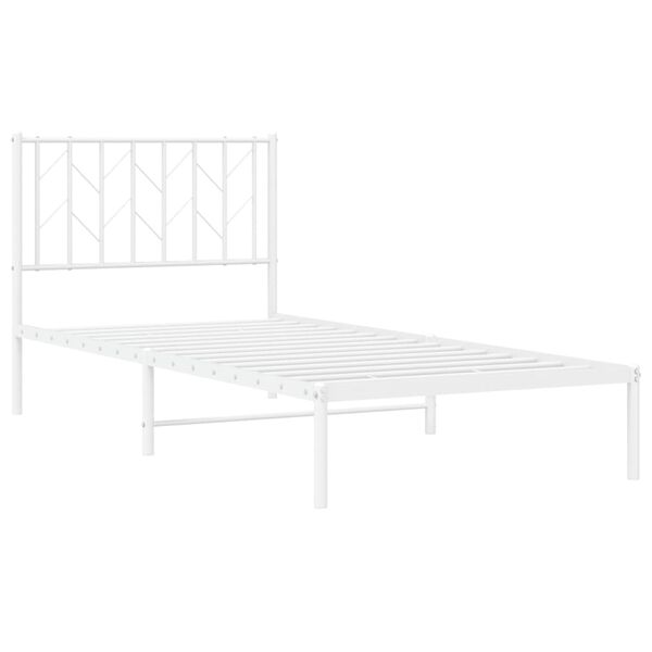 vidaXL Metal Bed Frame without Mattress with Headboard White 90x190cm
