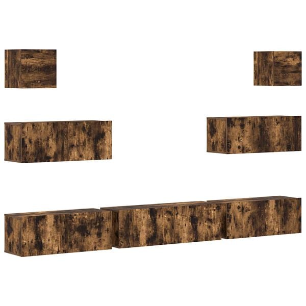 vidaXL 7 Piece TV Cabinet Set Smoked Oak Engineered Wood