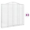vidaXL Arched Gabion Baskets 3 pcs 200x30x180/200 cm Galvanised Iron