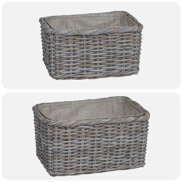 vidaXL Firewood Basket 2 pcs Grey Lacak Rattan