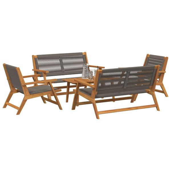 vidaXL Garden Chairs with Table 5 pcs Grey Solid Acacia wood