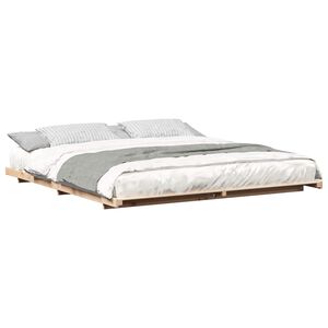 vidaXL Floor Bed Frame Brown 200 x 210 cm Solid pine wood