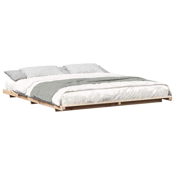 vidaXL Floor Bed Frame Brown 200 x 210 cm Solid pine wood