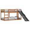 vidaXL Bunk Bed with Slide&Ladder without Mattress Wax Brown 90x200 cm