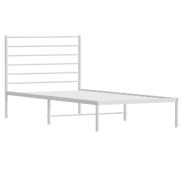 vidaXL Metal Bed Frame without Mattress with Headboard White 75x190cm