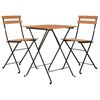 vidaXL 3 Piece Folding Bistro Set Solid Wood Teak and Steel