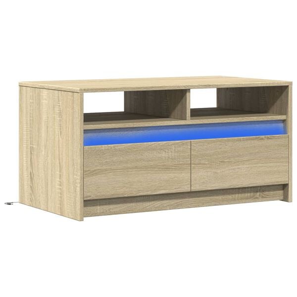 vidaXL Coffee Table with LED Lights Sonoma Oak Engineered Wood
