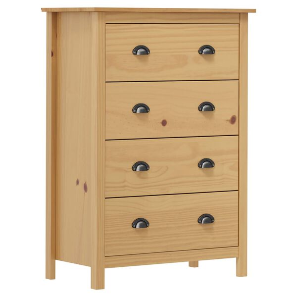 vidaXL Sideboard Hill with 4 Drawers 79x40x110 cm Solid Pine Wood