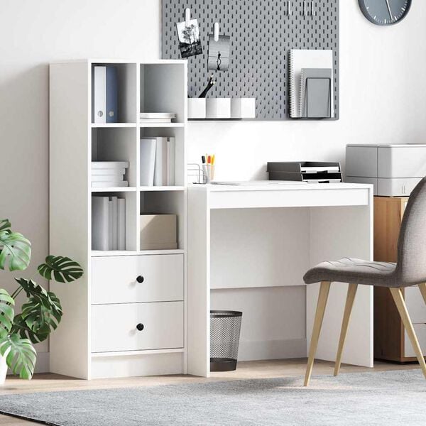 vidaXL Desk with Drawer 2 pcs White