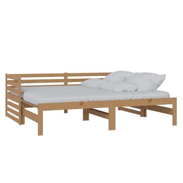vidaXL Pull-out Day Bed without Mattress Honey Brown 2x(90x200)cm