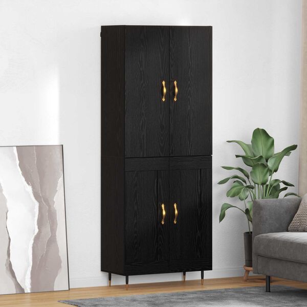 vidaXL Highboard Black Oak 69.5 x 34 x 180 cm Engineered Wood