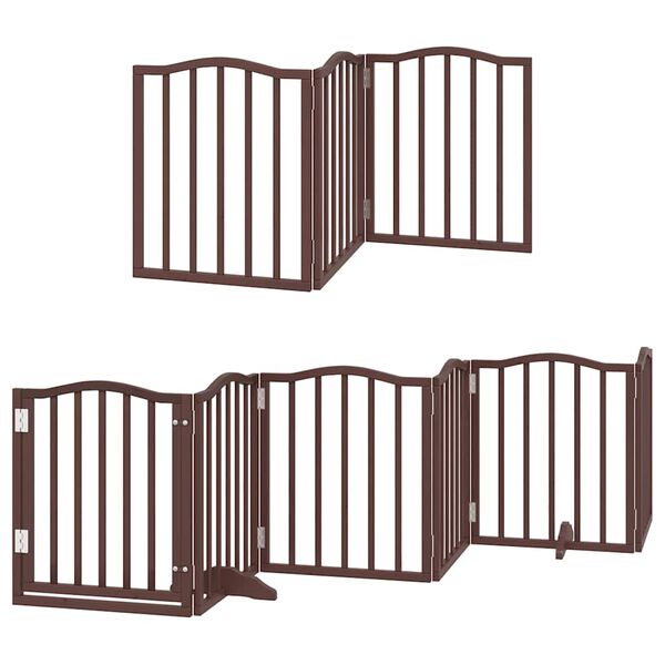 vidaXL Dog Gate with Door Foldable 15 Panels Brown 750 cm Poplar Wood