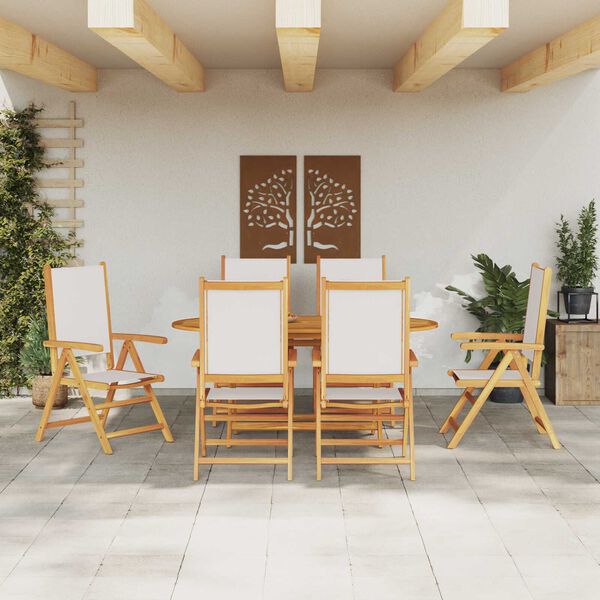 vidaXL Garden Dining Set Folding 7 pcs Cream white Solid acacia wood