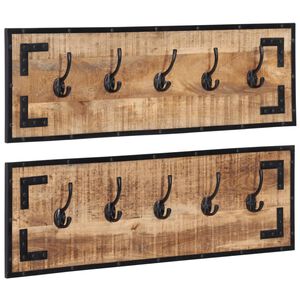 vidaXL Coat Racks 2 pcs 80x8x25 cm Solid Rough Wood Mango