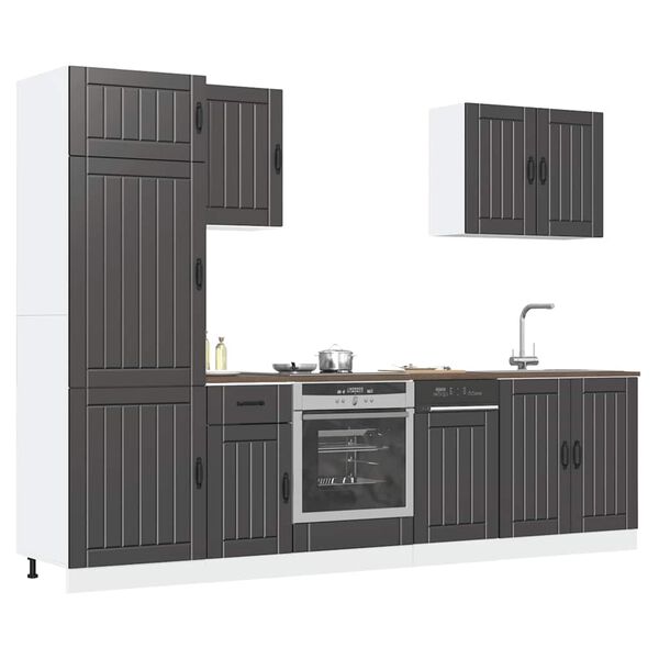 vidaXL 7 Piece Kitchen Cabinet Set Lucca Black Engineered Wood