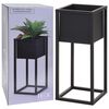 H&S Collection Flower Pot on Stand Metal Black 50cm